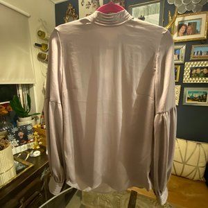 H&M- NWT Champagne Purple Silver Blouse High Neck